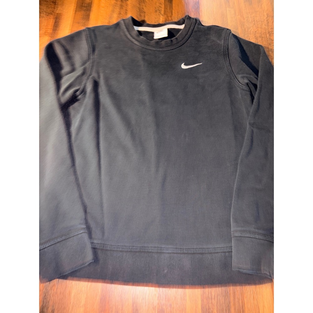 Nike Sportswear Women Black French Terry Crewneck Sweatshirt Small Swoosh READ